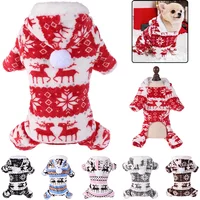 Winter Dog Christmas Jumpsuit Clothes Warm Plush Pet Pajamas for Small Medium Dogs Cats Overalls Puppy York Chihuahua Onesies