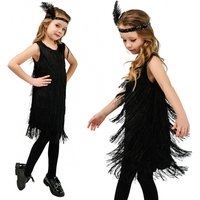 Girls Latin Dance Fringe Dress Kids Flapper Costume 1920s Jazz Tassel Outfit for Party Ballroom Performance Halloween