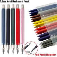 New 5.6mm Mechanical Pencil With Pencil Sharpener Metal Automatic Pencil Sketch Comics DesignDrawing Writing Tool Movable Pencil