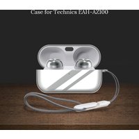 Crystal Clear Case for Panasonic Technics EAH-AZ100 Wireless Earbuds Shockproof Soft TPU Protective Cover LED Visible with Strap