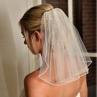 Crystal Bridal Veils Short 1 Tier Soft Mesh With Comb Wedding Party Bride Hair Accessories for Women and Girls