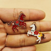 10pcs Horse Charm for Jewelry Making Enamel Necklace Earring Bracelet Pendant Diy Accessories Alloy Metal Gold Plated