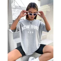 U.S.A New York USA City Street Printed Women T Shirts Breathable Summer T-Shirt Fashion Plus Size Clothing O-Neck Short Sleeve