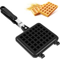 Long Handle Waffle Pan Grilled Sandwich Panini Maker Non-stick Stovetop Waffle Skillet Kitchen Breakfast Toasted Flip Baking Pan