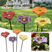 Portable Bee Bird Water Feeder Creative Outdoor Garden Decor Floral Sculpture Stake Bird Bath Household Ornament Handcrafted