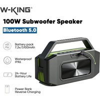 W-KING D9-GR 100W Bluetooth Speaker IPX6 Waterproof Bass Boost Portable Wireless Stereo RGB Outdoor Party Speaker TWS Power Bank