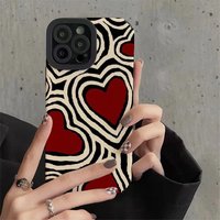 Fashion Romantic Love Hearts Phone Case For iPhone 13 16 14 15 Pro Max Plus 11 12 Mini 17 Air Soft Silicone Stripes Back Cover
