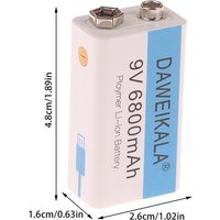 9v 6800mah Li-ion Rechargeable Battery with USB Charging Cable for Toy Multimeter Microphone Remote Control