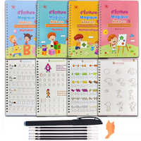 4pcs French Magic Practice Copybook Pen Preschools Kids Calligraphy Notebook Children Reusable Français Writing Book Age 3-8