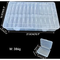 24-Grid Plastic Craft Storage Box Set, Transparent Organizer Case for Jewelry, Beads, Nail Art, and Small Supplies