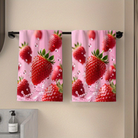2-Pack of Rustic Towels with 2D Strawberry Pattern Print, Dish Towels, Hand Towels, Modern Art Kitchen Decor Towels, Neighbor Gifts, Sweet Housewarming Gifts for Friends, Mom Gifts, Friend Birthday