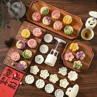 Mid Autumn Festival Round Mooncake Mold 50g DIY Hand Press Mold Fondant Cake Decoration Tools Flower Shape Moon Cake Mould