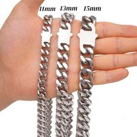 Custom Length 316L Stainless Steel Cuban Link Chain Necklace For Men Jewelry 11MM/13MM/15MM Thick Heavy Punk Accessories