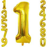 Gold Number Balloon 40 Inch Gold Big Giant 0-9 Number Balloons for Birthday Wedding Party Decorations Shower Large Figures Globo