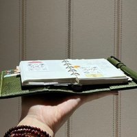 New M5 Green Leather Notebooks Blank Inner Page Portable Hand Ledgers Thickened Pocket Book