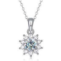 GRA 0.5-1CT Snowflake Certified Moissanite Diamond Pendant Wedding Necklace For Women Real 925 Sterling Silver Hot Sale Jewelry