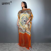WINYI tassels long dress summer boho beach Cover-up Elegant maxi kaftan sexy Holiday Africa party dress abaya muslim woman