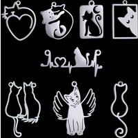 3pcs/Lot No Fade Cat Pendant Stainless Steel DIY Cute Kitten Charms Fit Jewelry Making Earrings for Women Girl Bracelet Supplies