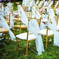 10PCS/set Chair Veil,Outdoor Church Wedding Chair Back Decor,Pearl Chiffon Hall Decoration,Birthday Wedding Party Supplie