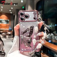 Laser Butterfly Glitter Shockproof Plating Bracelet Case for Google Pixel 10 9 8 7 Pro XL 9A 8A 7A Silicone Cover