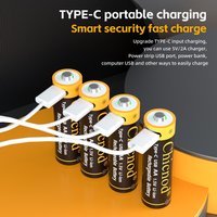 Zestaw akumulatorów litowych Chicnod AA AAA 1.5V 3800mWh 814mWh, akumulatory Li-ion, szybkie ładowanie USB Type-C, inteligentna ochrona.