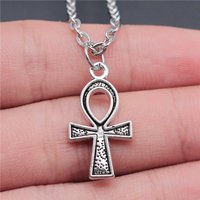 Antique Silver Color 25x14mm Life Key Ankh Cross Pendant Necklace For Women