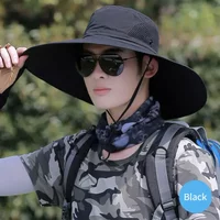 Summer 15CM Large Sun Hat Men Women Breathable Fishing Caps Sun UV Protection Mesh Fisherman Hat Hiking Outdoor Beach Cap