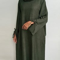 Extra-Loose-Fit Closed Abaya Dress, Drop Shoulder Slit Cuff A-Line Muslim Women Dress, Ramadan Eid Dubai Hijabi Islamic Clothing