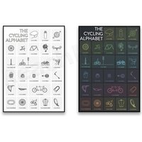 Bicycle Alphabet Poster Print - A to Z - Bicycle Art Illustration in the UK, Gift for Cyclist