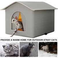 Outdoor Cat House Weatherproof Stray Cat Shelter Feral Cat House for Winter Wild Animal Tent Bed