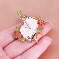 Book Sword Enamel Brooch Badge Flower Letter Pins Bookish Gift