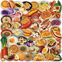 50Pcs Delicious Chinese Food Transparent Waterproof Stickers For Kids Laptop Skateboards Guitar Luggage Phone Scrapbook Diar