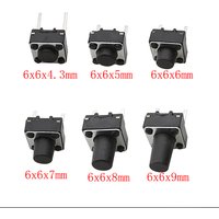 50Pcs 6x6mm Tact Push Button Switch 6*6mm 2 Pin Mini PCB Momentary Touch Switches Height 5mm 6mm 7mm 8mm 9mm