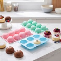 8-cavity flat bottomed semi-circular cake silicone mold, used for baking mousse cakes, 3D chocolate cream cakes, brownies, Frenc