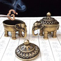 Elephant Lucky Incense Burner Metal Incense Burner Bowl Incense Holder With Handle Yoga Meditation Decor Ancient〔Nest〕