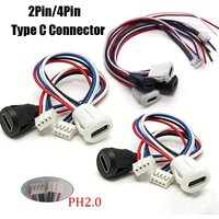 1/5PCS 2Pin 4Pin USB Type C Connector Jack Female With Card Buckle 3A High Current Charging Jack Port USB-C Charger Plug Socket