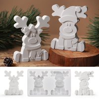Christmas Silicone Mold Sitting Reindeer Resin Casting Mold for DIY Ornament Holiday Party Decor Gift Winter Party Decoration