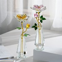 Crystal Peony Flower Gifts for Women,Crystal Glass Flower Collectible Ornaments for Christmas Home Table Centerpiece