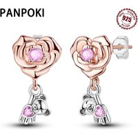 925 Sterling Silver Valentine's Day Series - Rose Bear Stud Earrings For Lady S925 Jewelry Party Exquisite Birthday Gifts