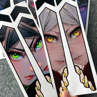 1Pair JDM Anime Girl Peeking Stickers Waterproof Vinyl for Car MTB Road Bike E-scooter Frame Decor