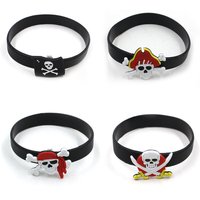 4Pcs Pirate Silicon Wristband Birthday Party Favors for Children Bracelet Baby Shower Halloween Party Spooky Decoration Supplies
