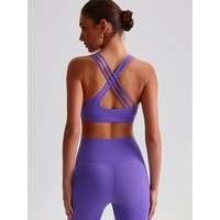 Sexy Cross Straps Sports Bra Push Up Gym Underwear Women Breathable Yoga Vest Clothes High Impact Workout Top With Chest Pad