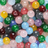 50pcs 6mm Glass Round Beads Colorful Spacer Loose Beads for Necklace Bracelet Diy Jewelry Making Accessories Supplies