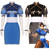 Chun-Li Cosplay Costumes Blue And Black Dress Game Uniform Halloween Carnival Party Dressing For Women