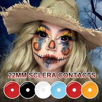 PSEYECHE Halloween Contact Lenses For Crazy Lenses Demon Eye Cosplay Contact Lenses for Masquerade 22MM All Black Sclera Lenses