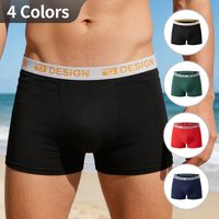 4-Piece Men's Summer Bamboo Fiber Ice Sensation Solid Color Underwear For All Seasons Comfortable Plus Size Flat Corner Pants