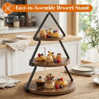 3 Tier Wooden Cupcake Stand Large Capacity Dessert Display Shelves Cookie Candy Buffet Holder For Afternoon Tea And Desserts