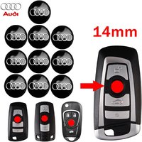 2/5PCS 14mm Car Remote Key Aluminum Logo Sticker for Audi A3 A4 A6 C6 B8 8P Q3 B7 A5 A1 Sline C5 8V Q5 B6 B9 RS Q7 A7 A8 8L