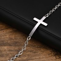 Vnox Stainless Steel Mens Cross Bracelets, Adjustable Rolo Link Chain Wristband, Christ Faith Jewelry Gift