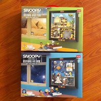 Snoopy Photo Frame Dustproof Building Block Space Egypt Exploration Model Decoration Exquisite Holiday Gift Collection Toy
